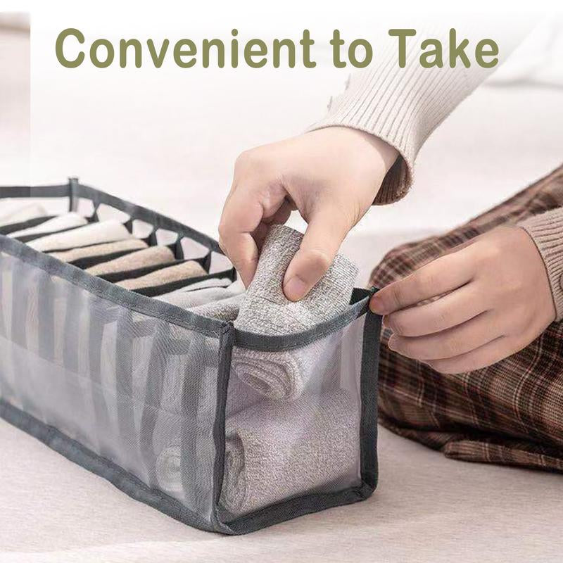 Foldable Underwear Organizer Set - 3 Count Drawer Divider Bins for Bras, Socks, Ties, and Underwear Storage with Anti-Static Material to Prevent Cling and Tangling