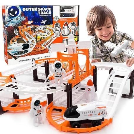 Astronaut Spaceship Track Set - Outer Space Toy Set for Kids - Trivora
